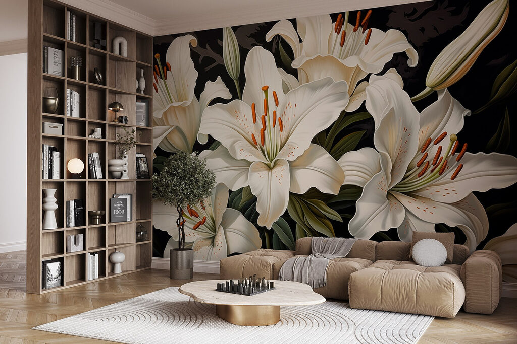 Azucenas blancas sobre negro — interior 4