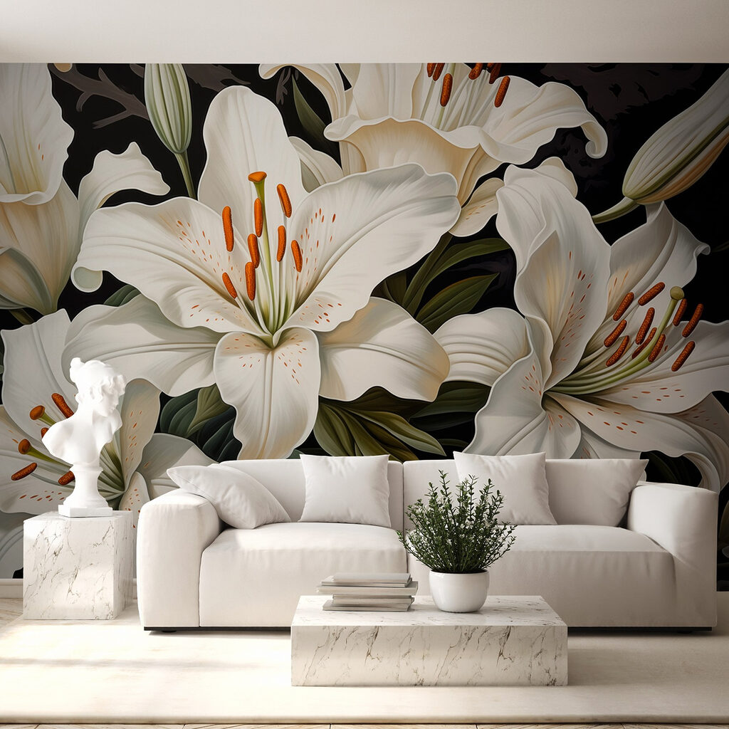 Azucenas blancas sobre negro — interior 5