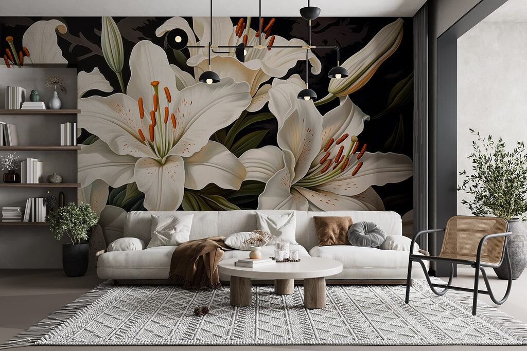 Azucenas blancas sobre negro — interior 6