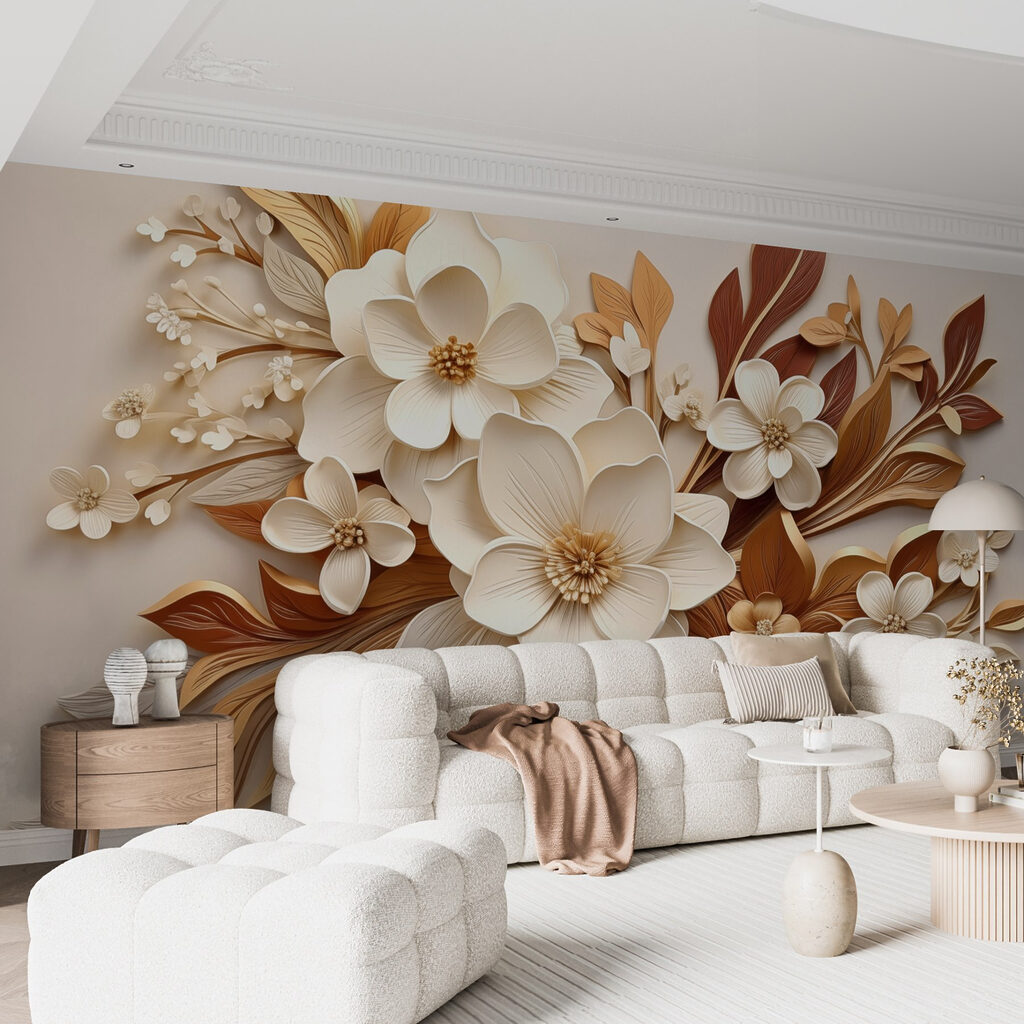 Flores entre hojas cobrizas — interior 3