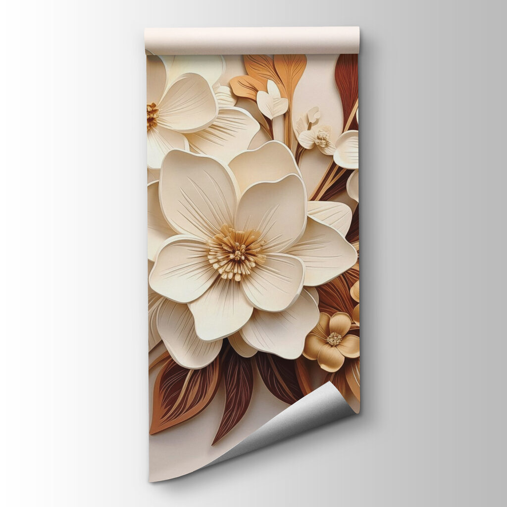 Flores entre hojas cobrizas — vista del producto