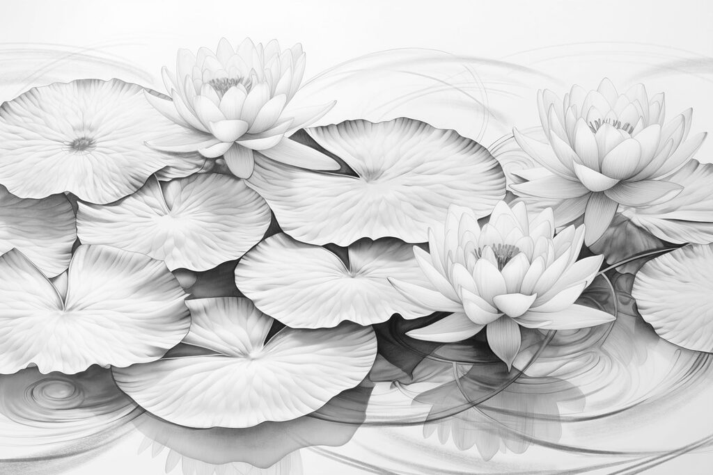 Lotos blancos en relieve — diseño completo