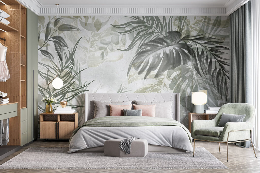 Hojas sobre fondo pintado — interior 3