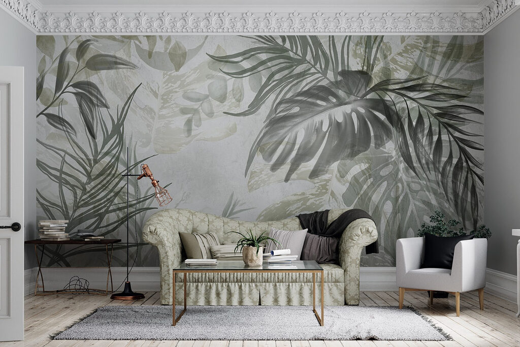 Hojas sobre fondo pintado — interior 5