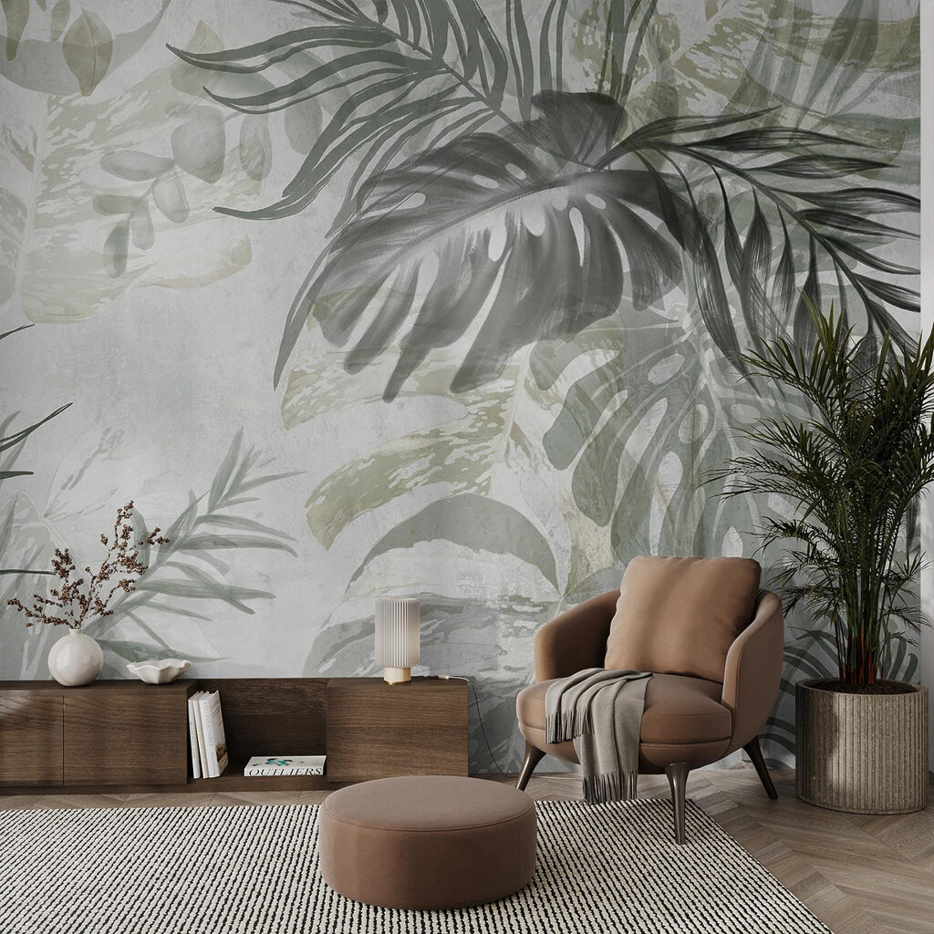 Hojas sobre fondo pintado — interior 6