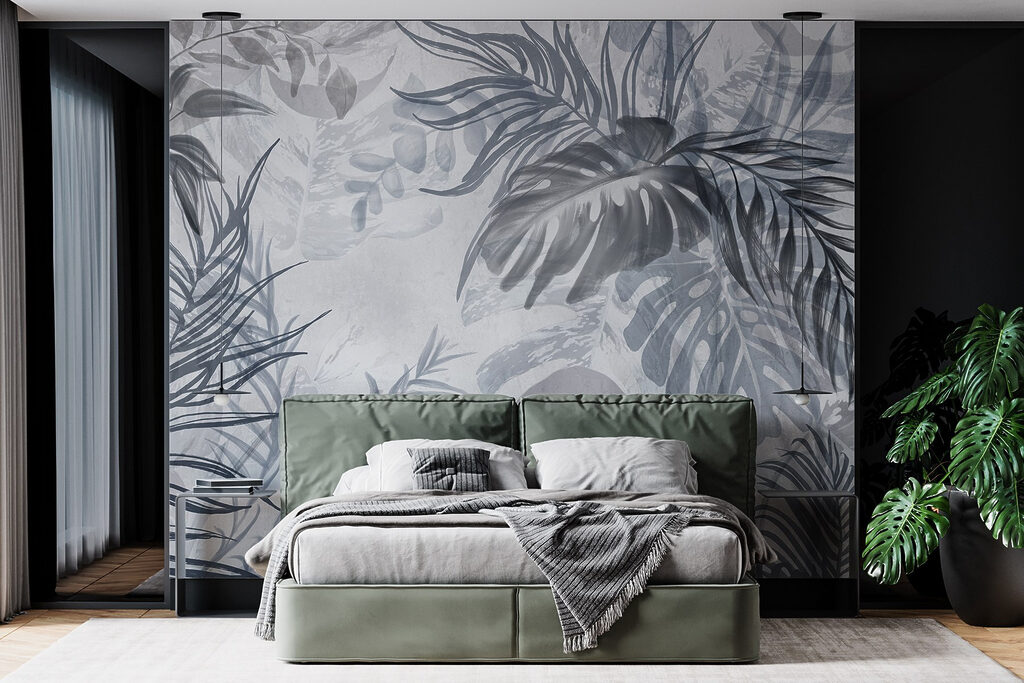 Hojas sobre fondo pintado — interior 1