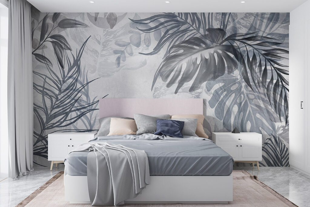 Hojas sobre fondo pintado — interior 2