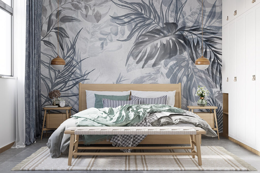 Hojas sobre fondo pintado — interior 3