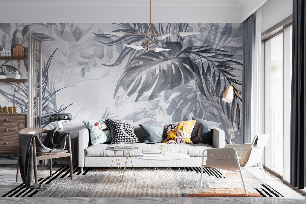 Hojas sobre fondo pintado — interior 4