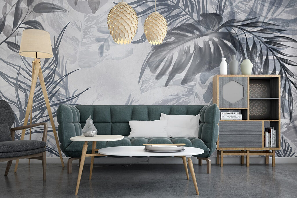 Hojas sobre fondo pintado — interior 5