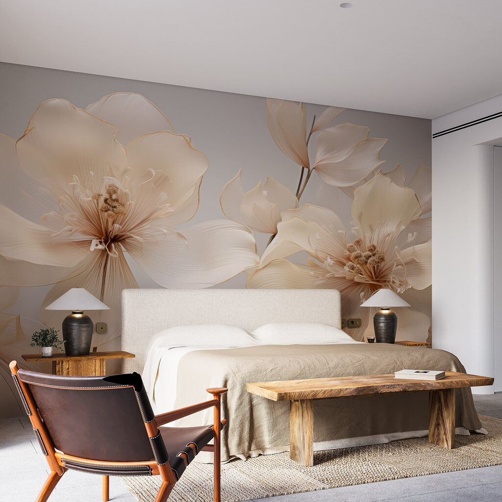 Flores claras sobre gris — interior 1