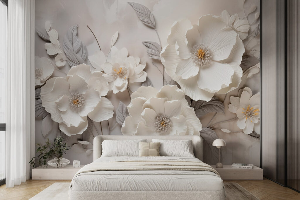 Flores blancas, hojas grises — interior 1