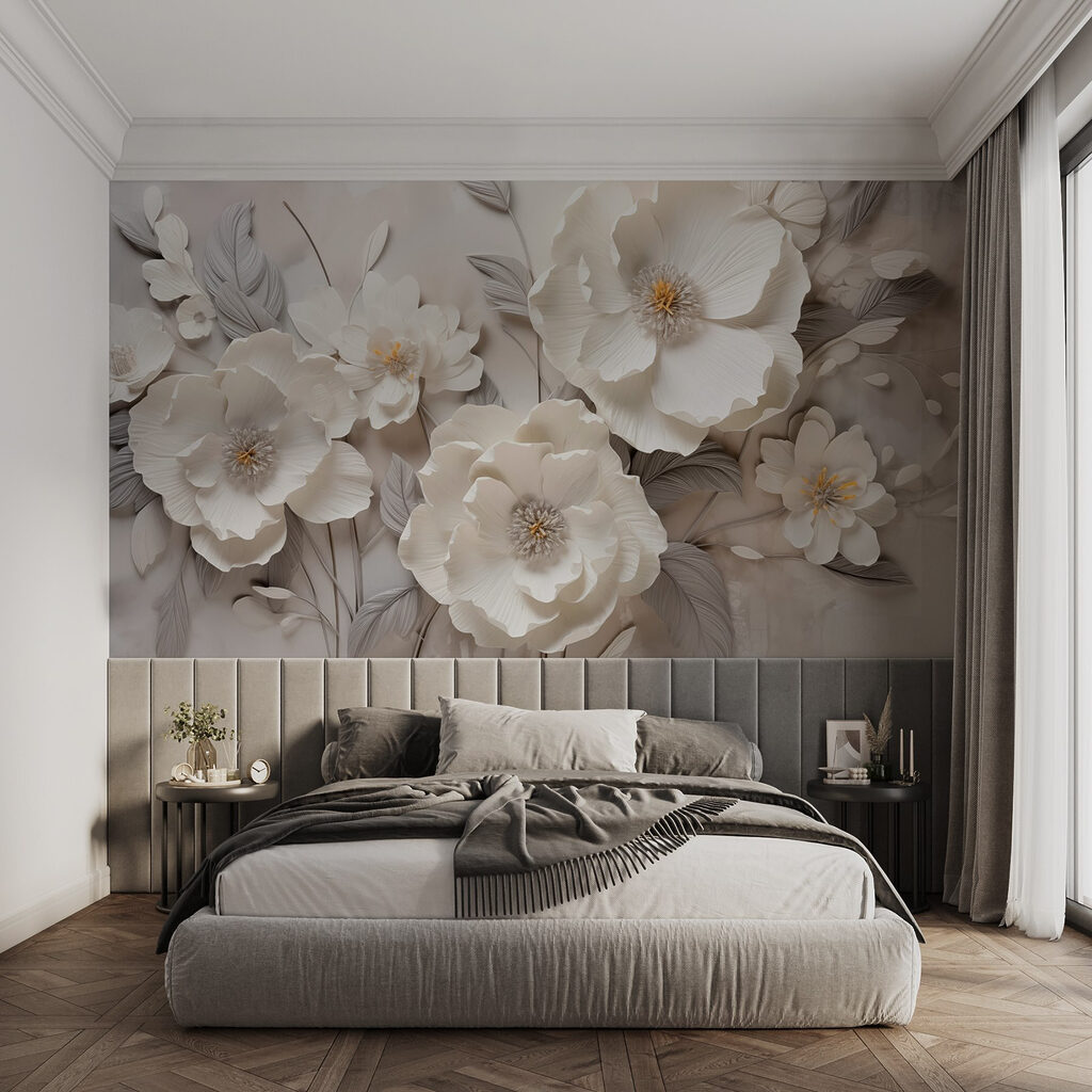 Flores blancas, hojas grises — interior 2