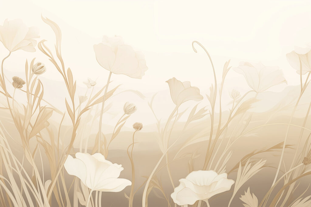 Flores de tonos arena — diseño completo