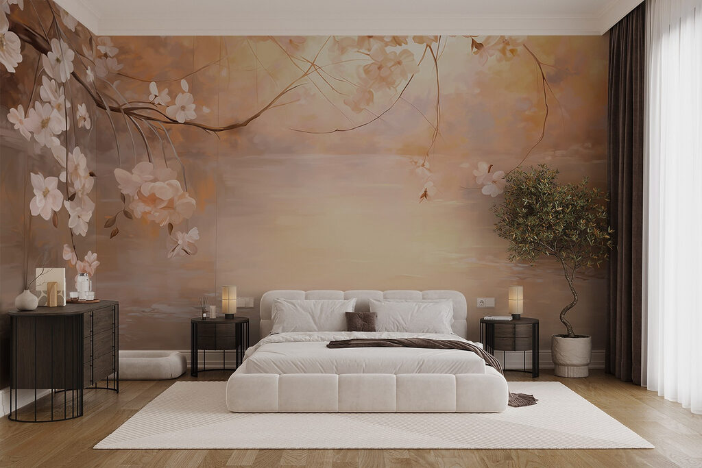 Flores sobre agua dorada — interior 2