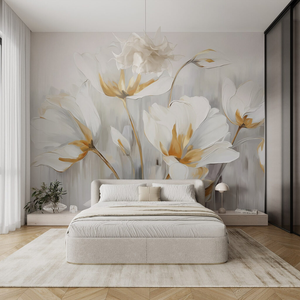 Tulipanes blancos, centros dorados — interior 3