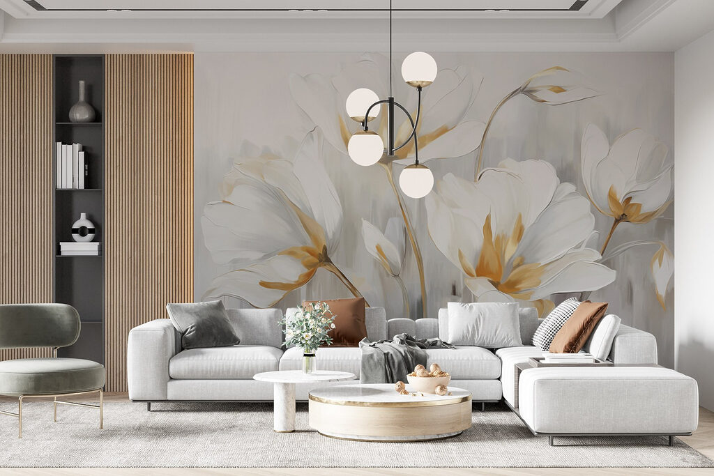 Tulipanes blancos, centros dorados — interior 5