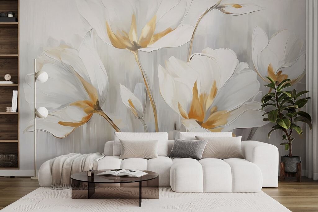 Tulipanes blancos, centros dorados — interior 6