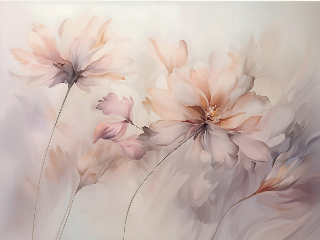 Flores en acuarela melocotón — diseño completo