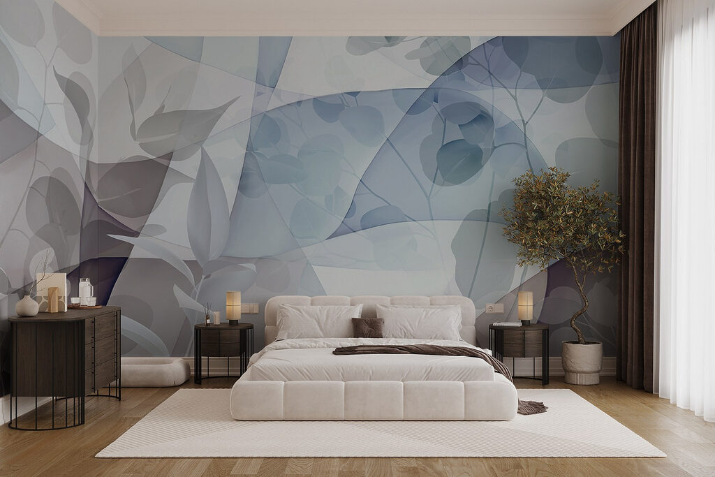 Formas azules con hojas — interior 1