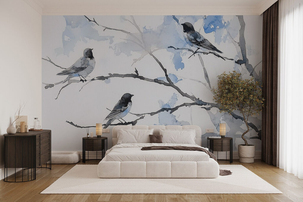 Tres pájaros en acuarela — interior 1