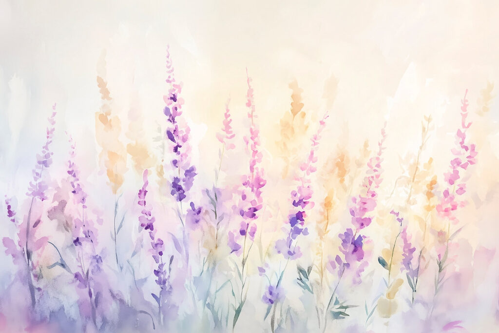 Flores esbeltas en acuarela — diseño completo