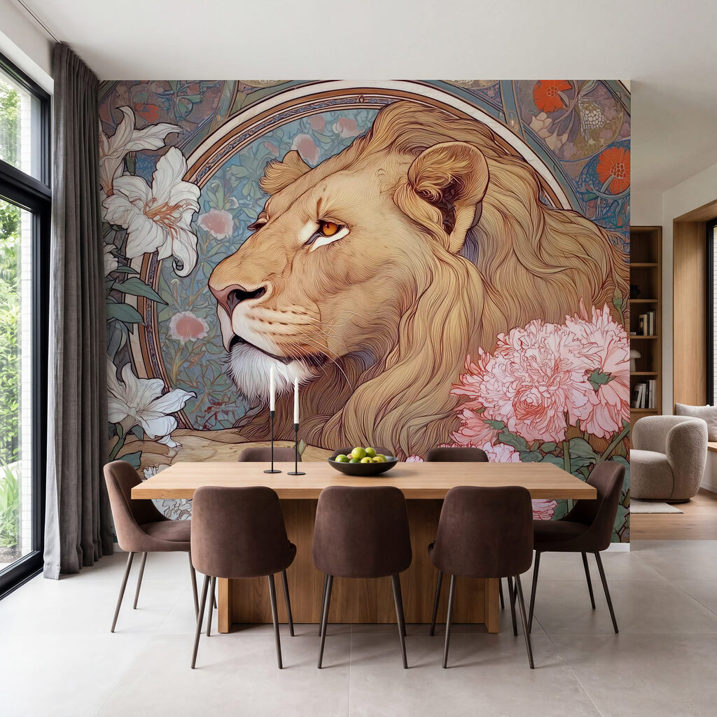 León entre flores elegantes — interior 1