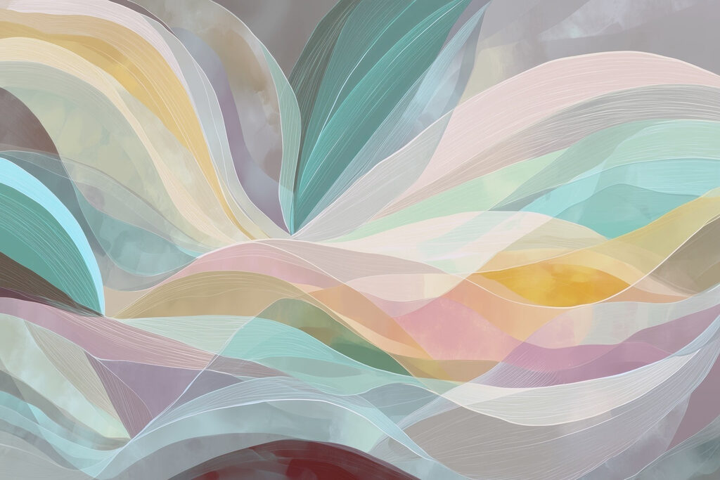 Bandas pastel translúcidas — diseño completo