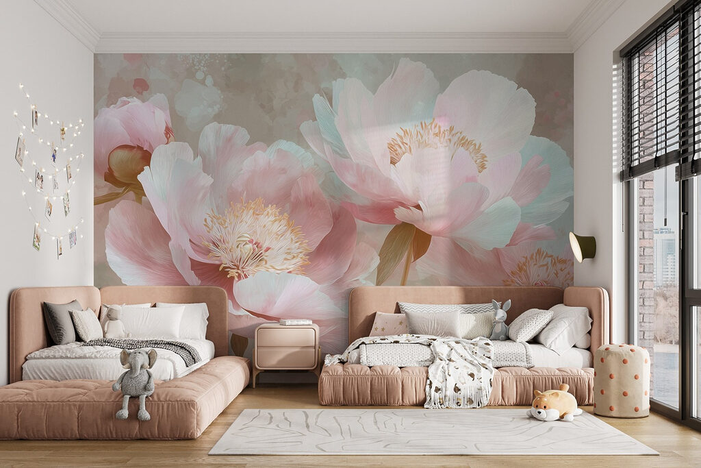 Peonías rosas, azul profundo — interior 4