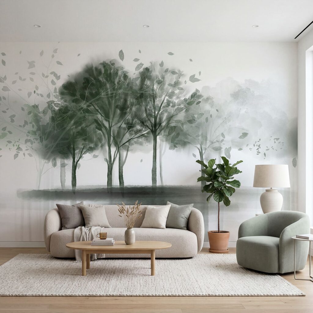 Árboles reflejados en gris — interior 2