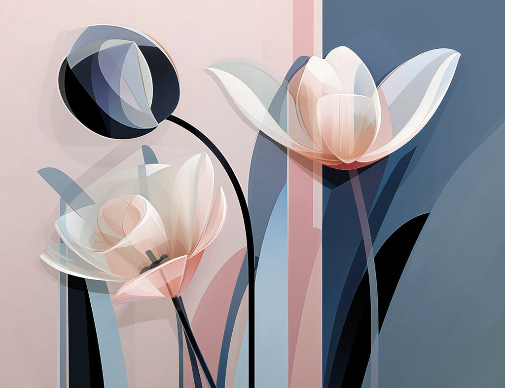 Flores rosas en bloques — diseño completo