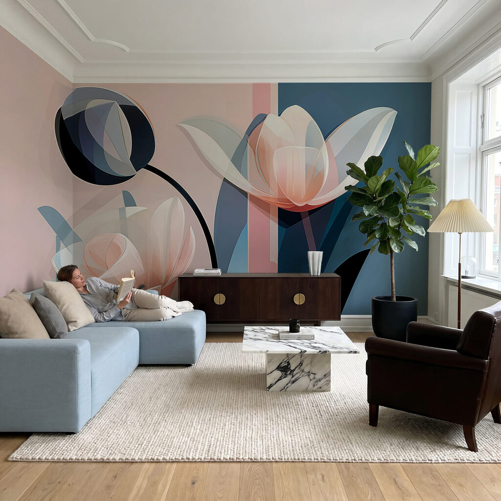 Flores rosas en bloques — interior 3