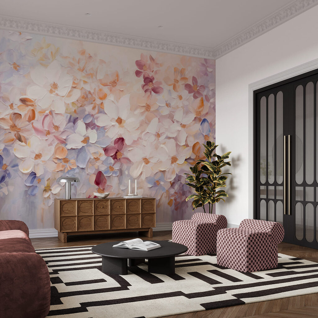 Mosaico de flores en un interior