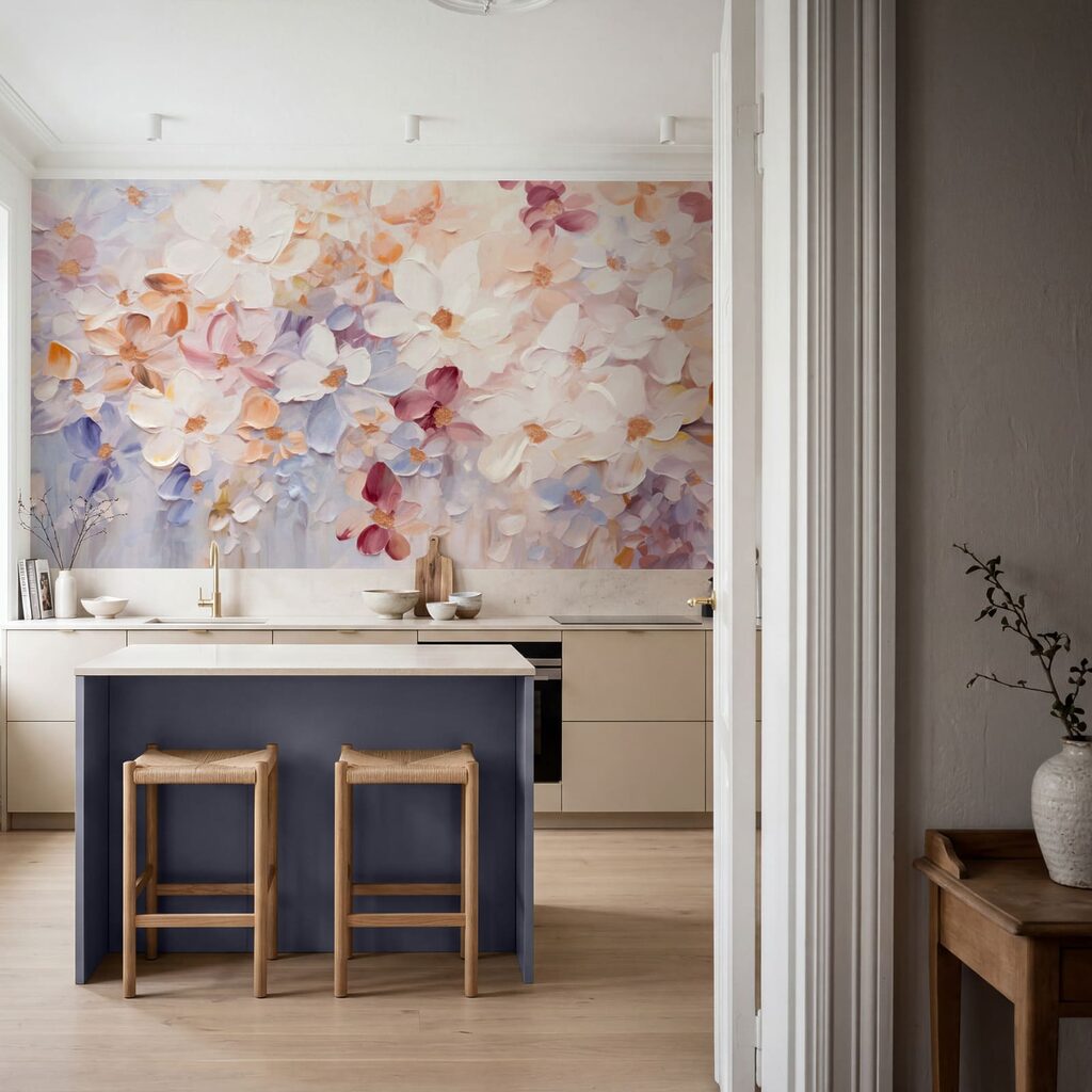 Mosaico de flores en un interior