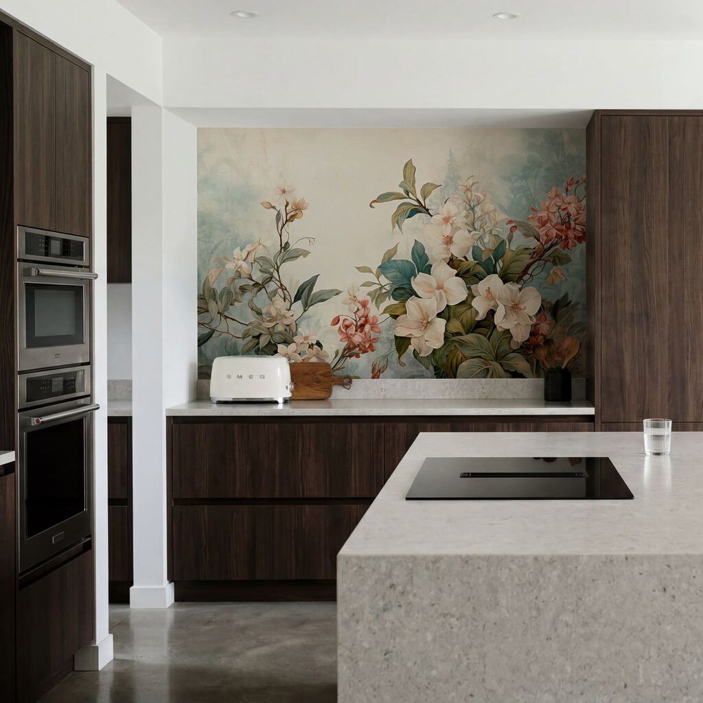 Flores entre hojas grandes — interior 2