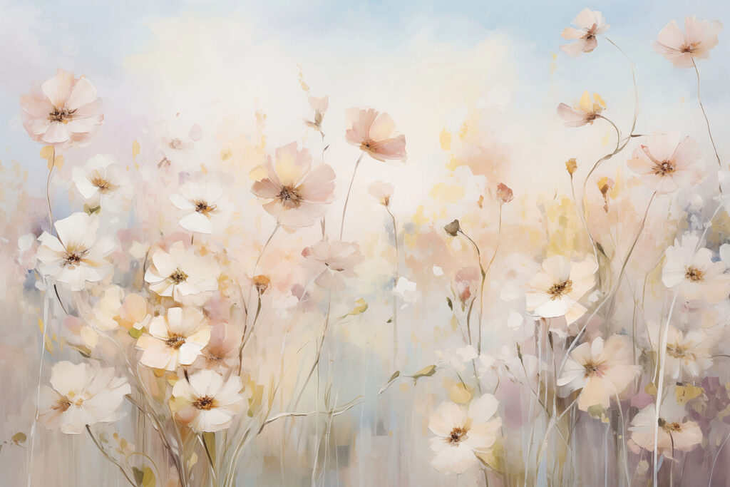 Prado de flores pastel — diseño completo