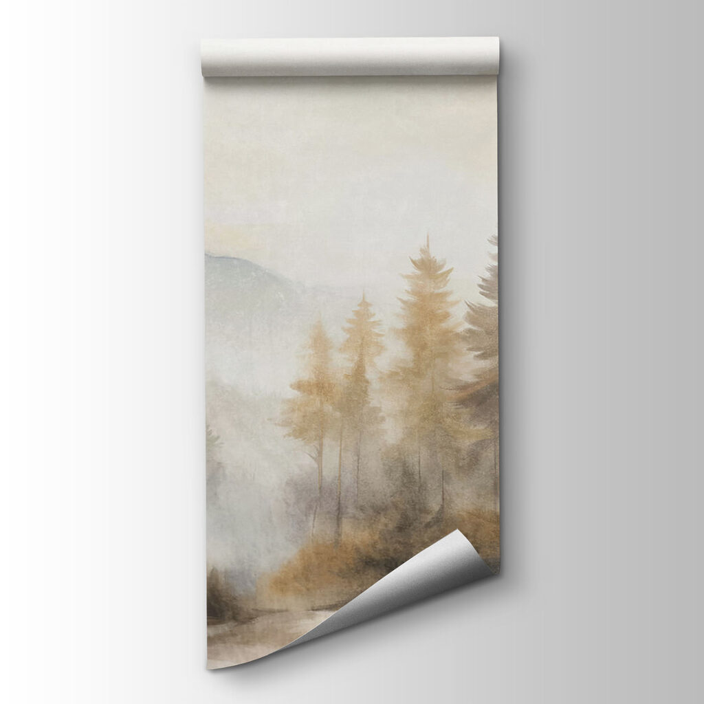 Pinos en niebla dorada — vista del producto