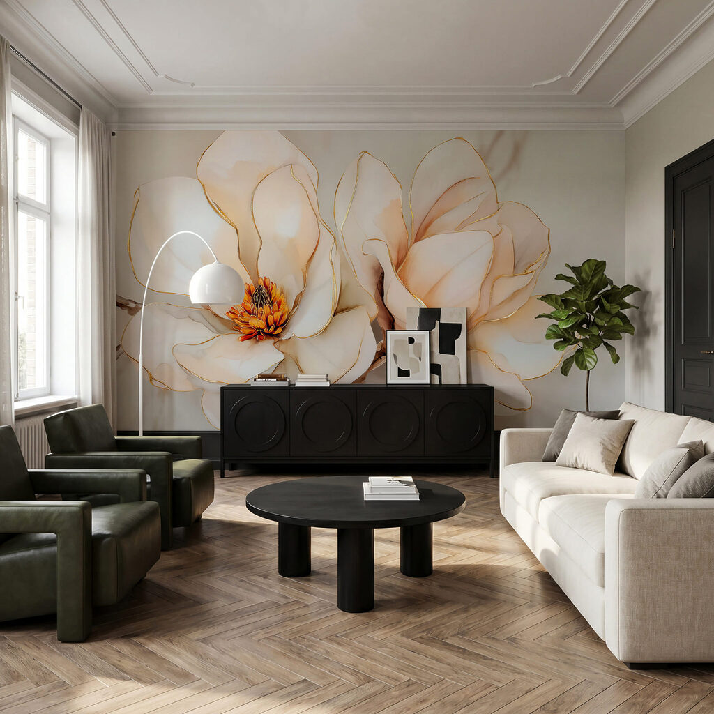 Flores de líneas doradas — interior 3