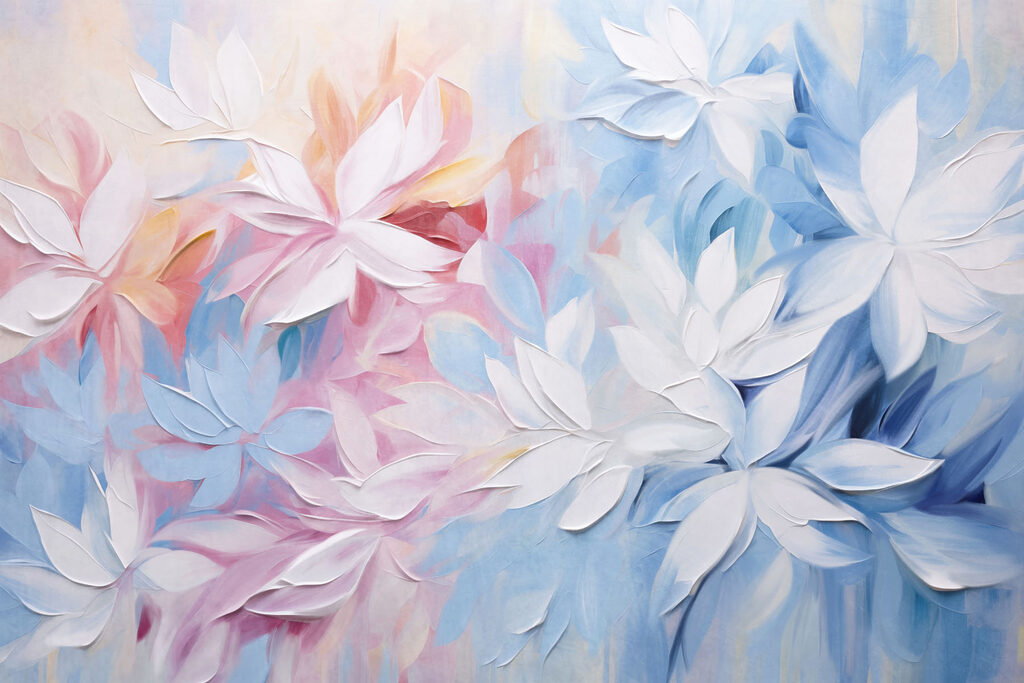 Flores en franjas frías — diseño completo