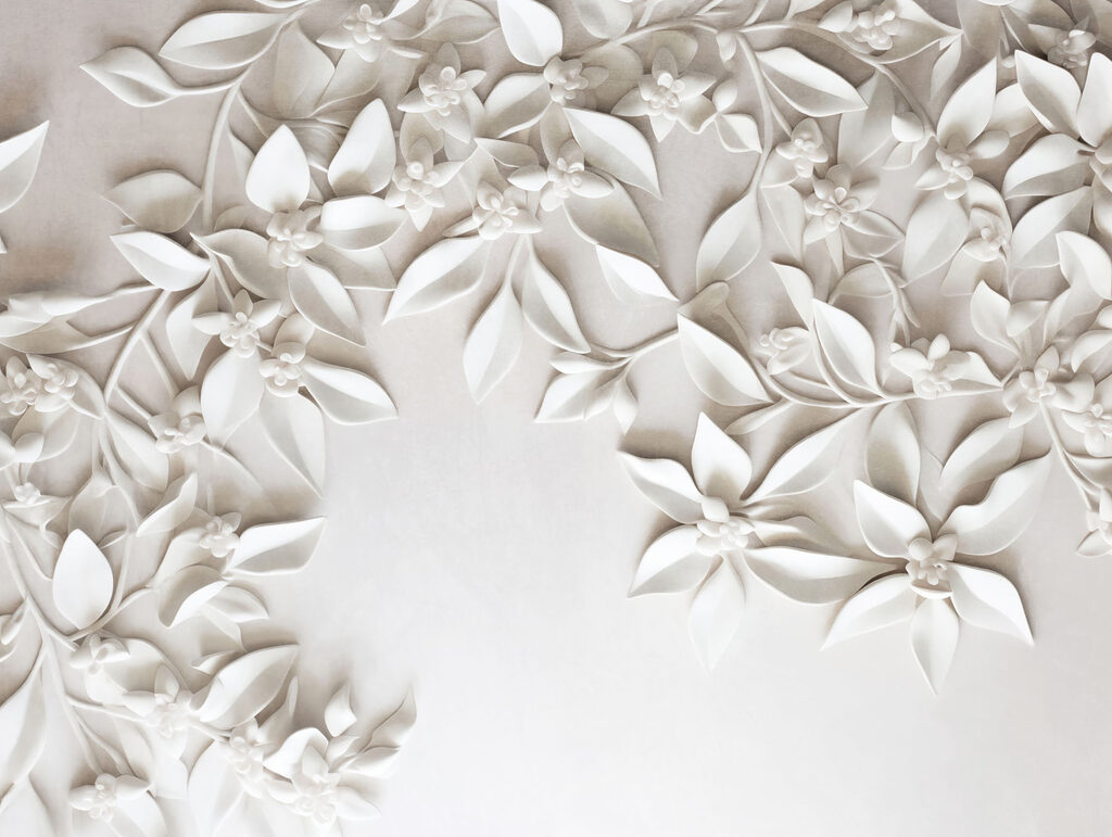 Flores blancas en marco — diseño completo