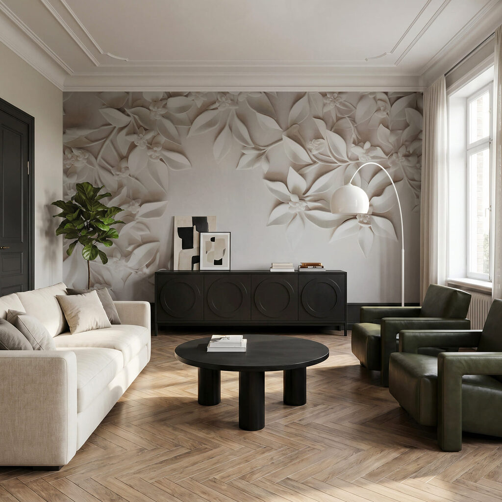 Flores blancas en marco — interior 1