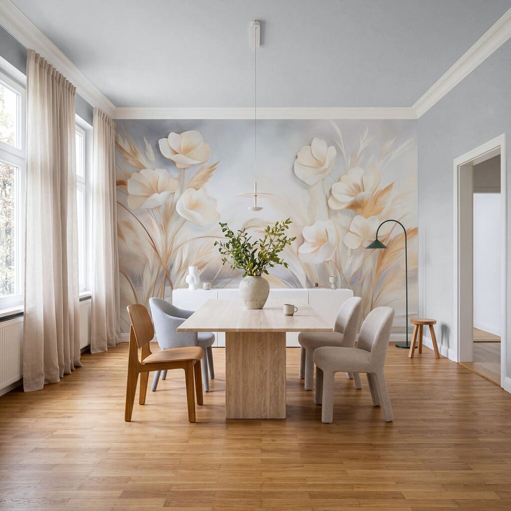 Flores crema sobre hierbas — interior 2