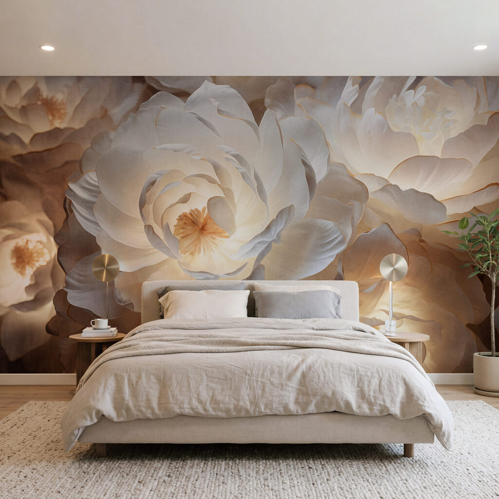 Rosas con luz dorada en un interior